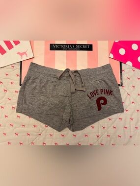 VS PINK VINTAGE Y2K LIMITED EDITION VARSITY SHORTS GRAY PHILADELPHIA PHILLIES S